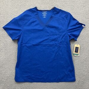 NWT Cherokee Workwear Revolution Tech V Neck Scrub Top Royal Blue Men's Large